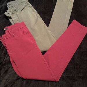 Ambiance Burgundy and Olive Green Skinny Pants
